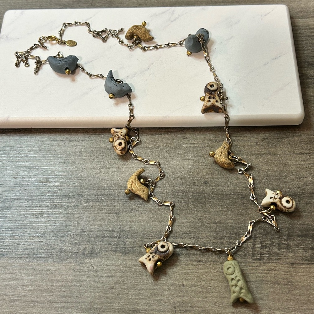Gorgeous Vintage Cadoro Chain Fetish Necklace #767 birds fish 30”